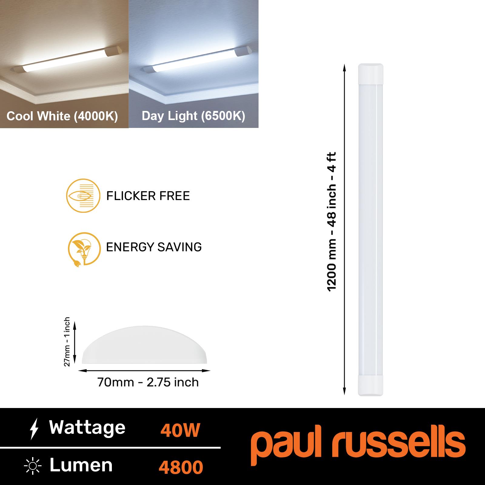 4 Pack LED Batten Tube Light 1FT 2FT 4FT 5FT 6FT Wall Ceiling Office Garage Lamp - Picture 10 of 12