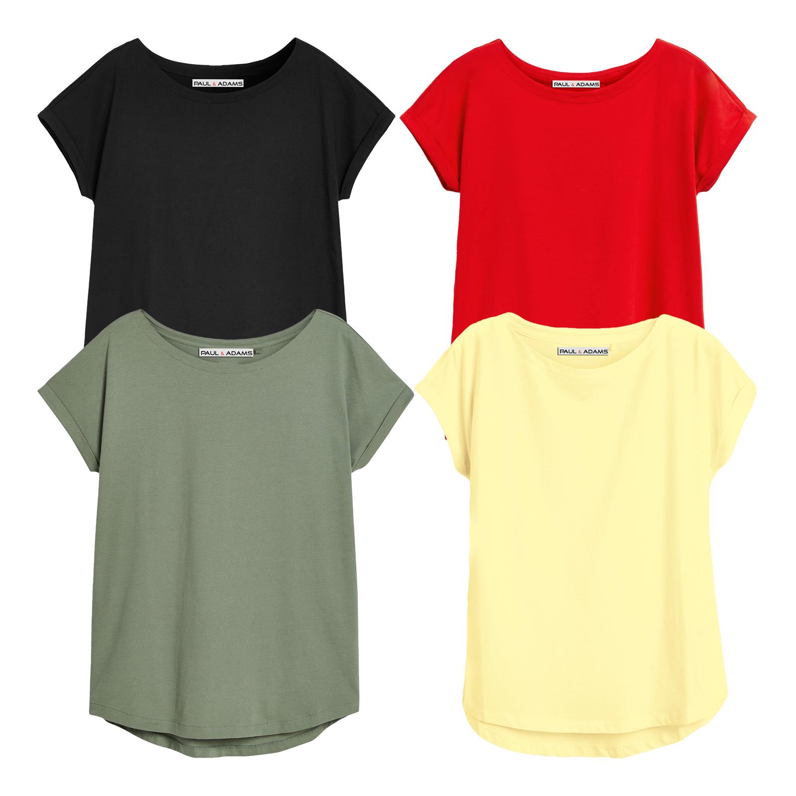 4 Pack Ladies T-Shirt Plain 100% Cotton Cap Sleeve Lot Crew Neck 08-18 T-Shirts - Picture 29 of 81