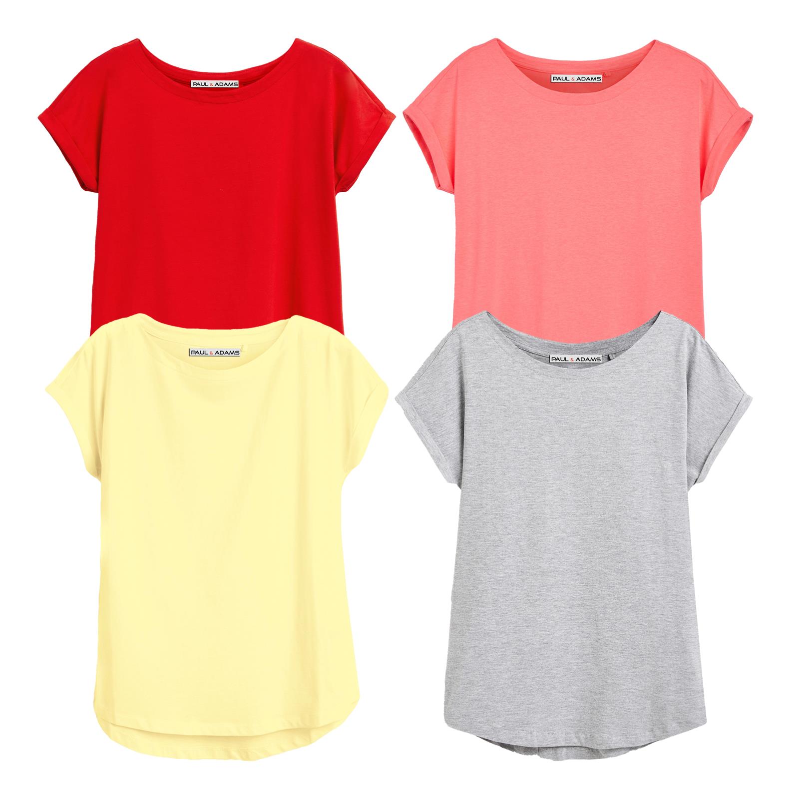 4 Pack Ladies T-Shirt Plain 100% Cotton Cap Sleeve Lot Crew Neck 08-18 T-Shirts - Picture 68 of 81