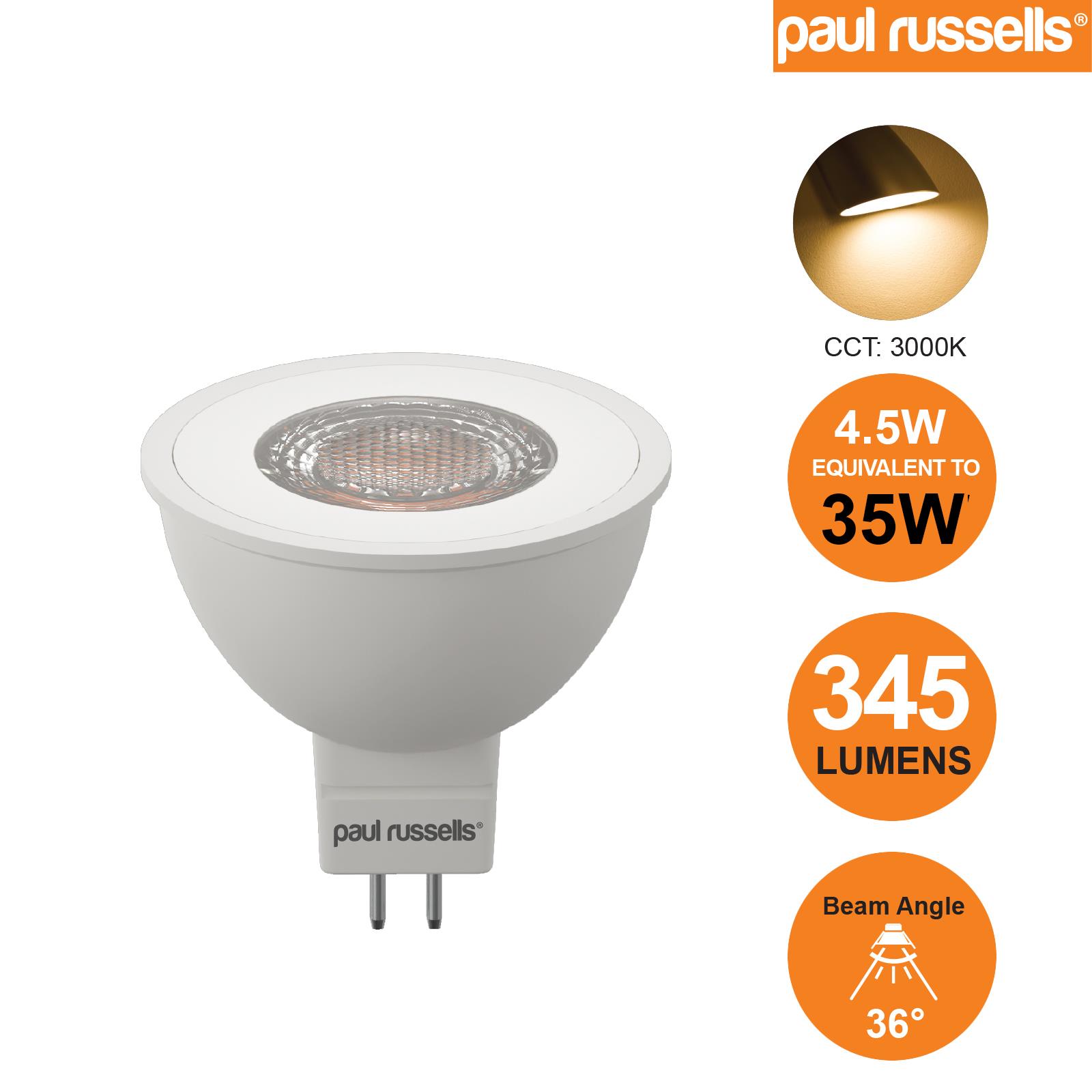 LED MR16 GU5.3 4.5W = 35W Bulbs Energy Saving Downlight Warm/Day White DC 12V UK - Picture 3 of 3
