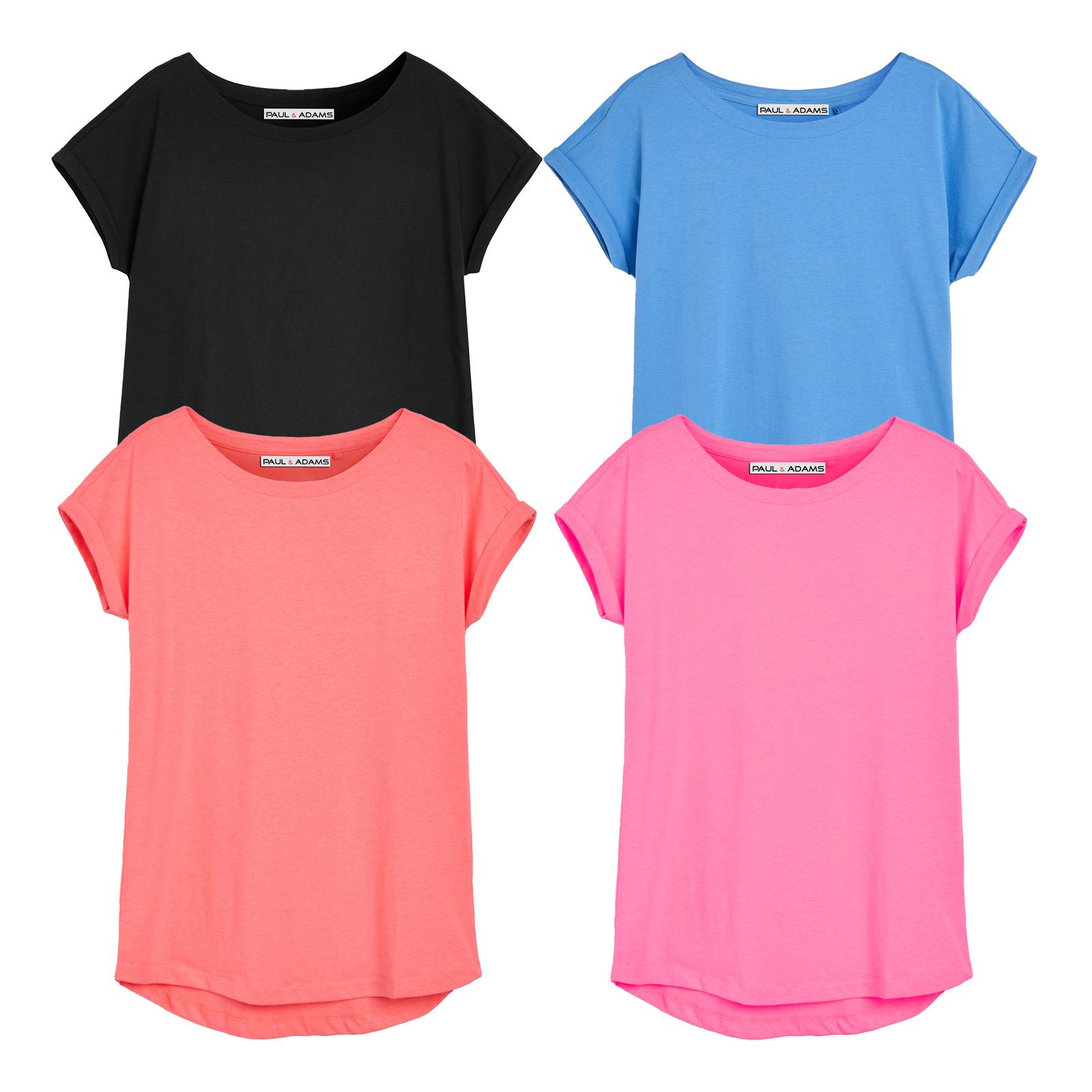 4 Pack Ladies T-Shirt Plain 100% Cotton Cap Sleeve Lot Crew Neck 08-18 T-Shirts - Picture 31 of 81