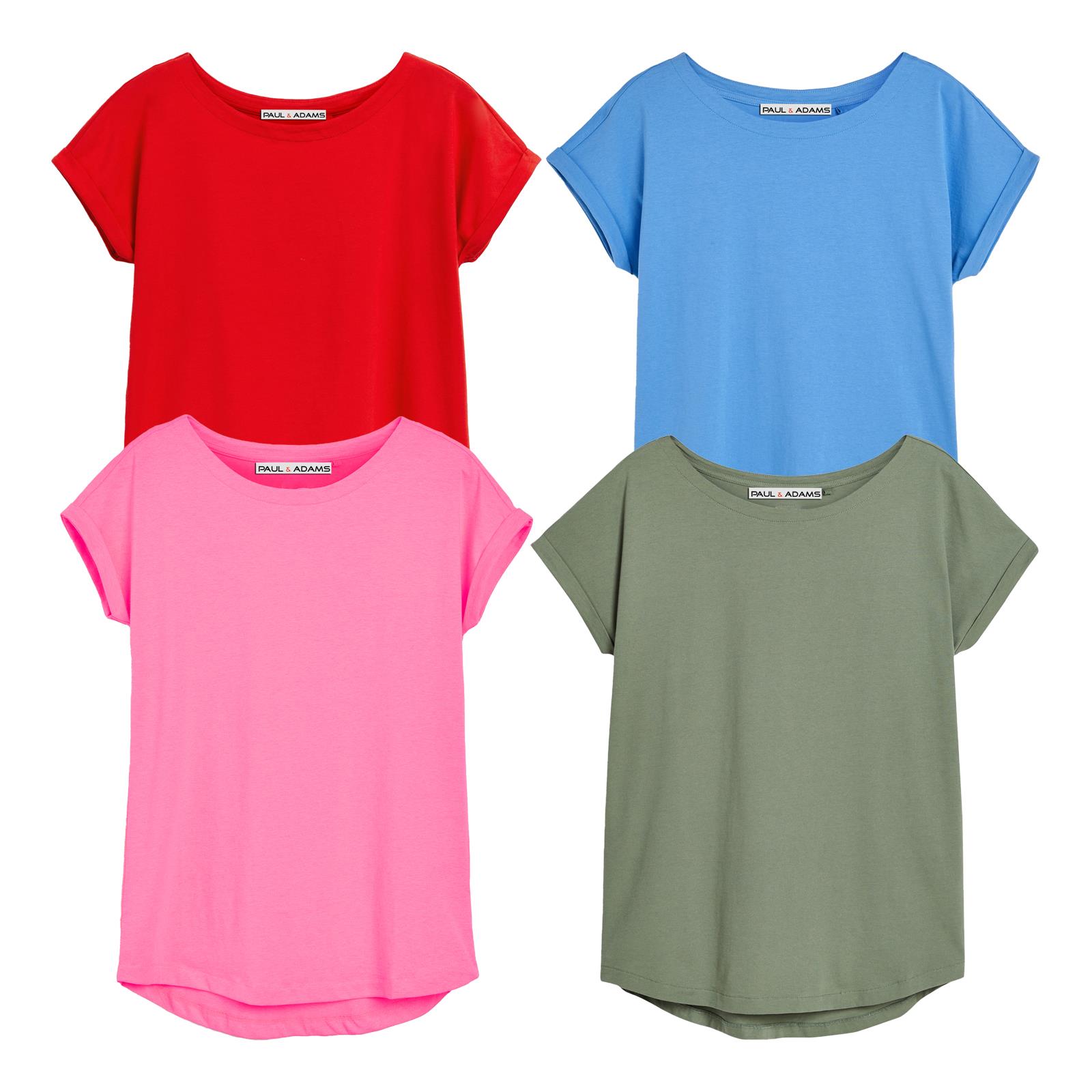 4 Pack Ladies T-Shirt Plain 100% Cotton Cap Sleeve Lot Crew Neck 08-18 T-Shirts - Picture 53 of 81