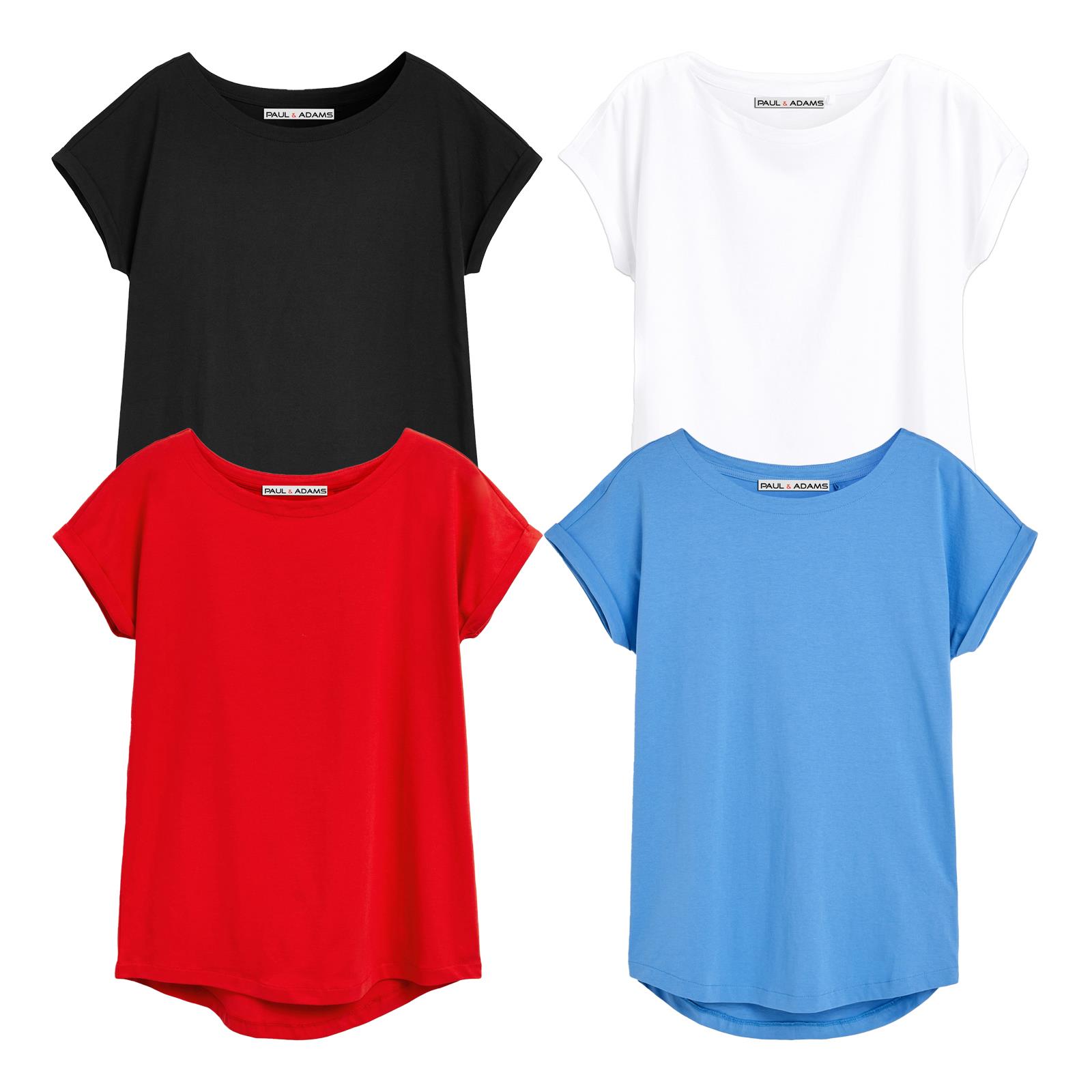 4 Pack Ladies T-Shirt Plain 100% Cotton Cap Sleeve Lot Crew Neck 08-18 T-Shirts - Picture 14 of 81