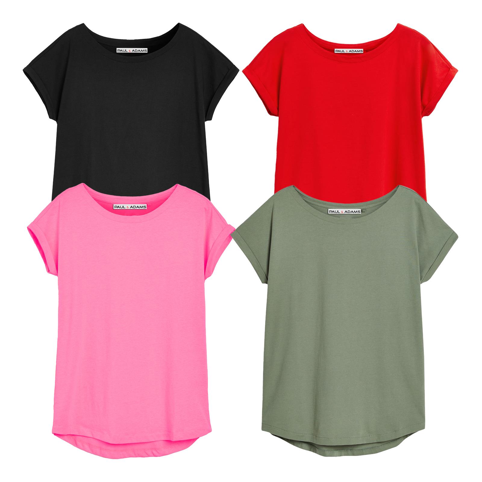 4 Pack Ladies T-Shirt Plain 100% Cotton Cap Sleeve Lot Crew Neck 08-18 T-Shirts - Picture 28 of 81