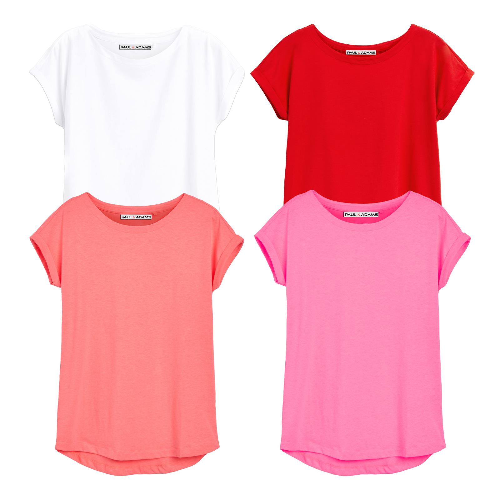 4 Pack Ladies T-Shirt Plain 100% Cotton Cap Sleeve Lot Crew Neck 08-18 T-Shirts - Picture 48 of 81