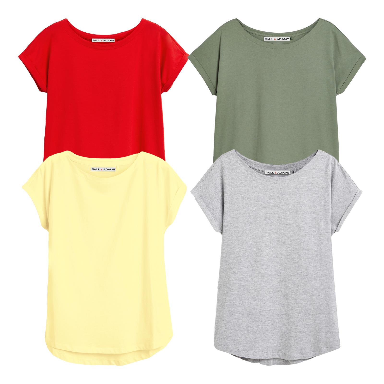 4 Pack Ladies T-Shirt Plain 100% Cotton Cap Sleeve Lot Crew Neck 08-18 T-Shirts - Picture 71 of 81
