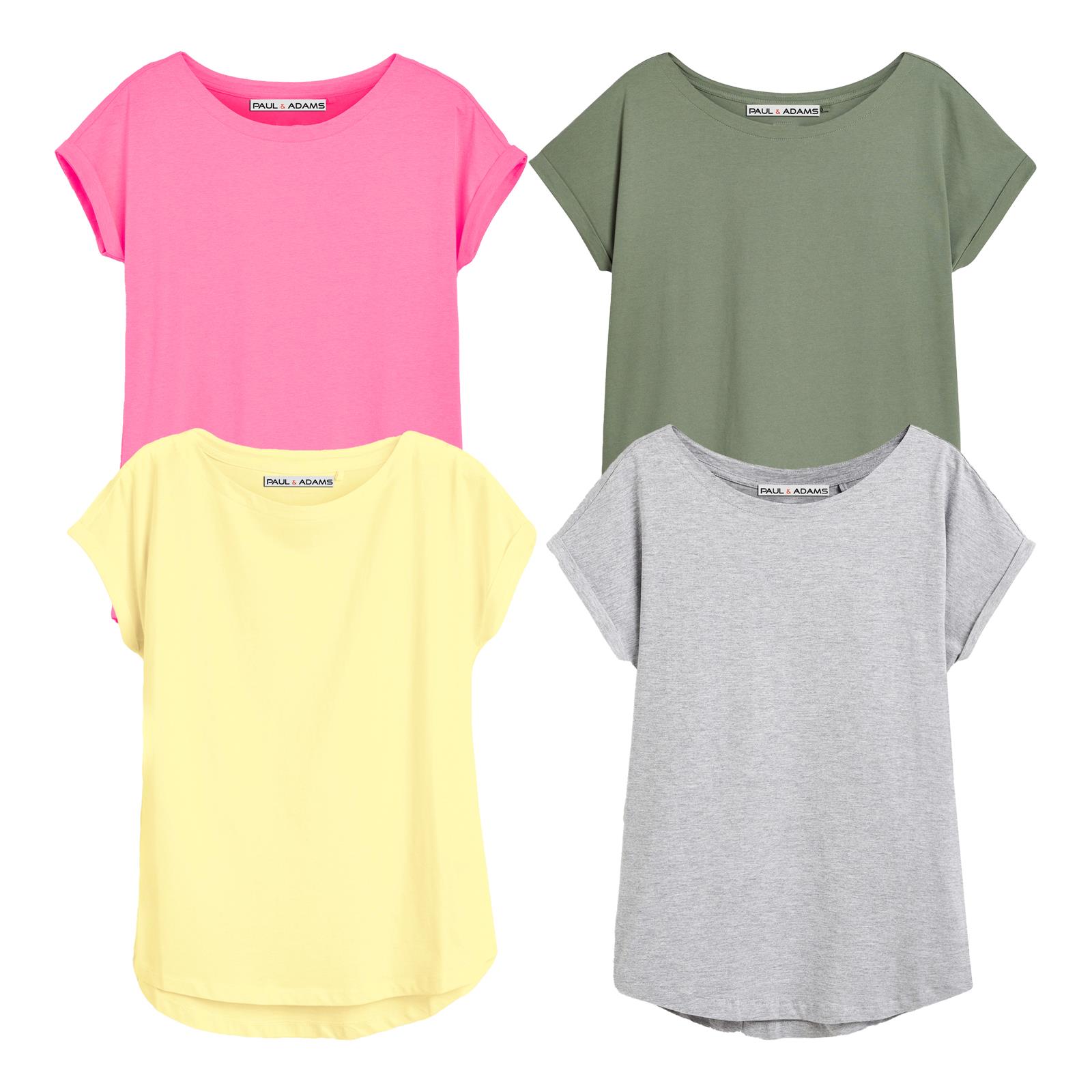 4 Pack Ladies T-Shirt Plain 100% Cotton Cap Sleeve Lot Crew Neck 08-18 T-Shirts - Picture 81 of 81