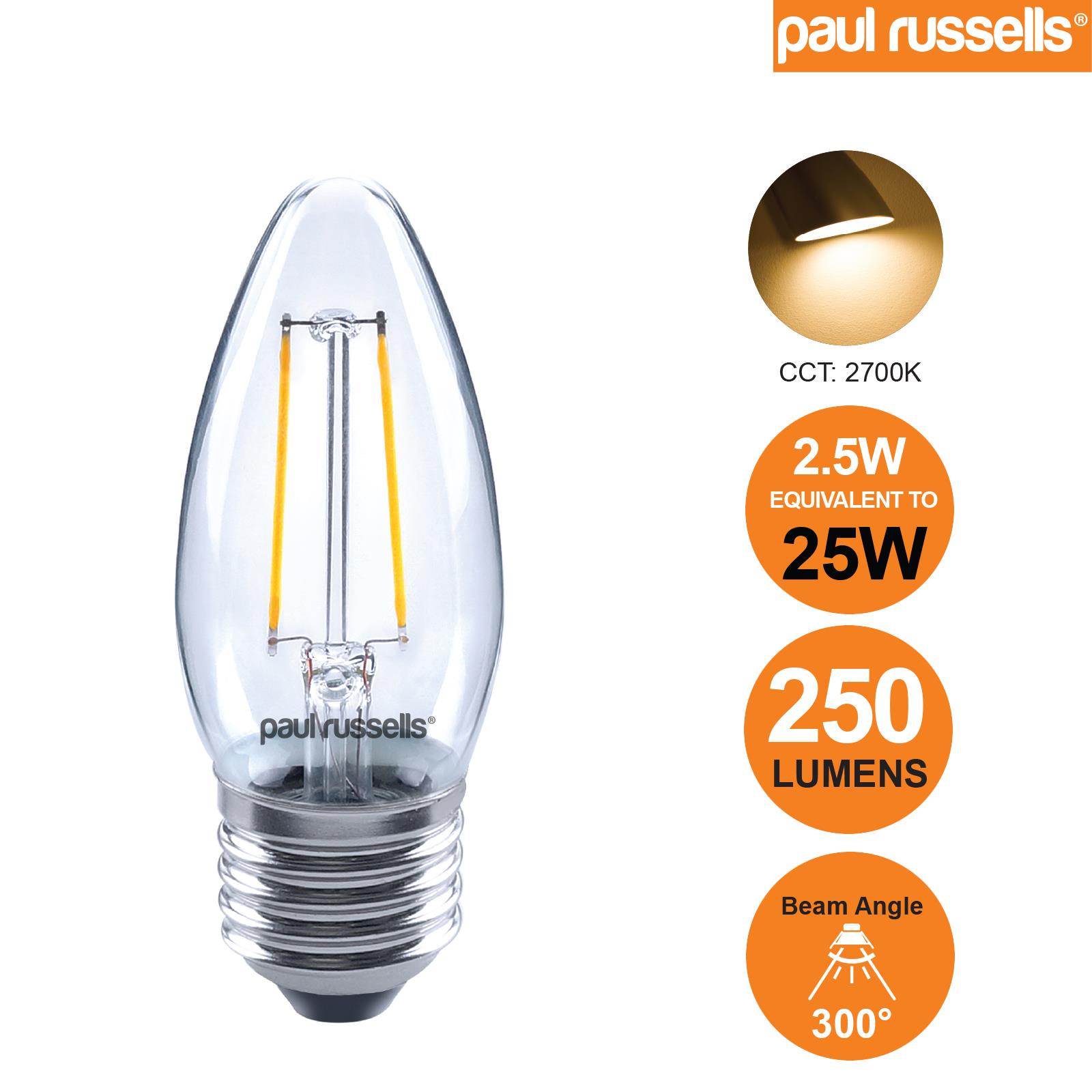 LED Candle Bulbs Filament Light Amber Warm White Bayonet Edison Screw Bulbs 240V - Picture 10 of 17
