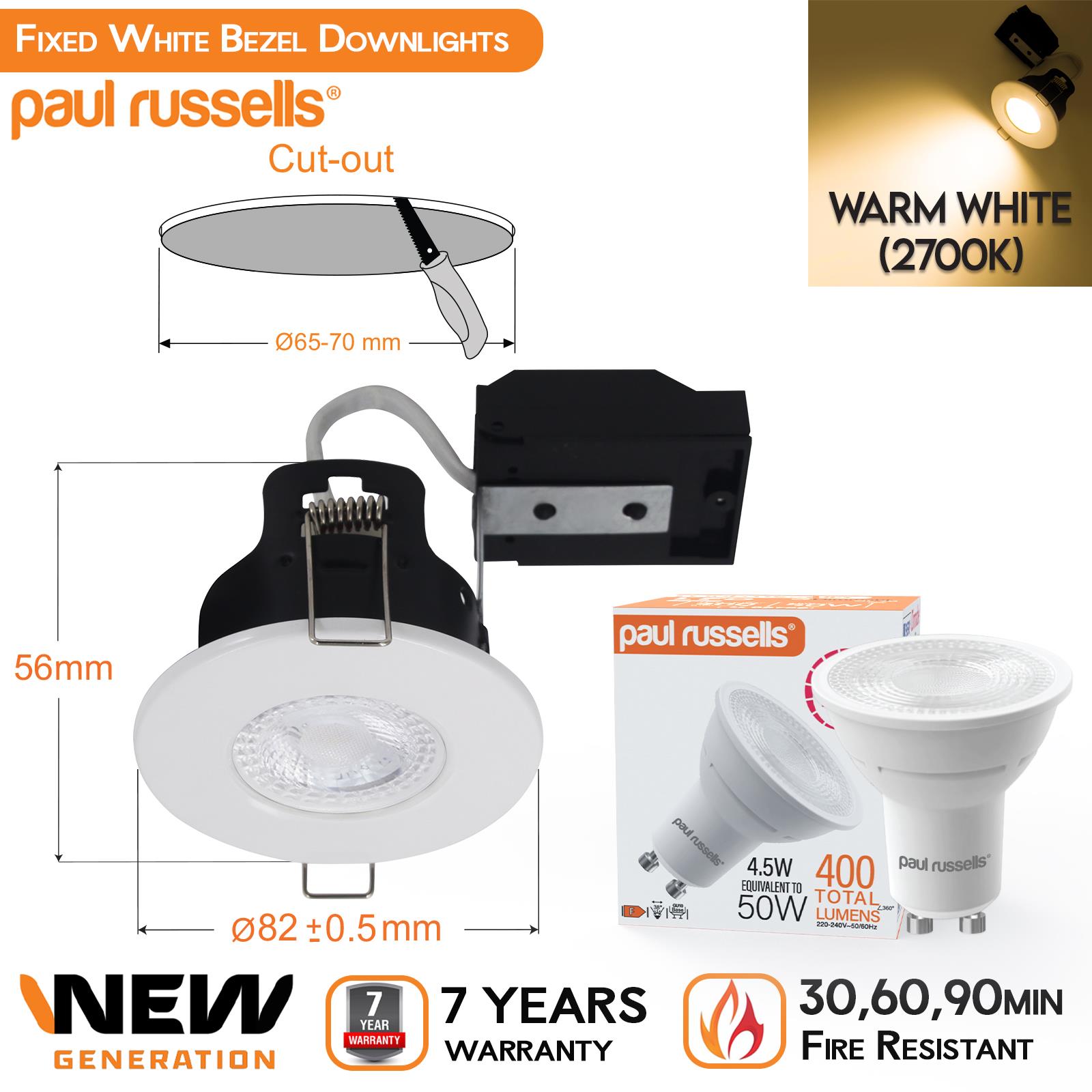 Downlight Feuer bewertet Einbau Fest Küche Spot IP20 GU10 LED Deckenleuchten - Bild 12 von 23