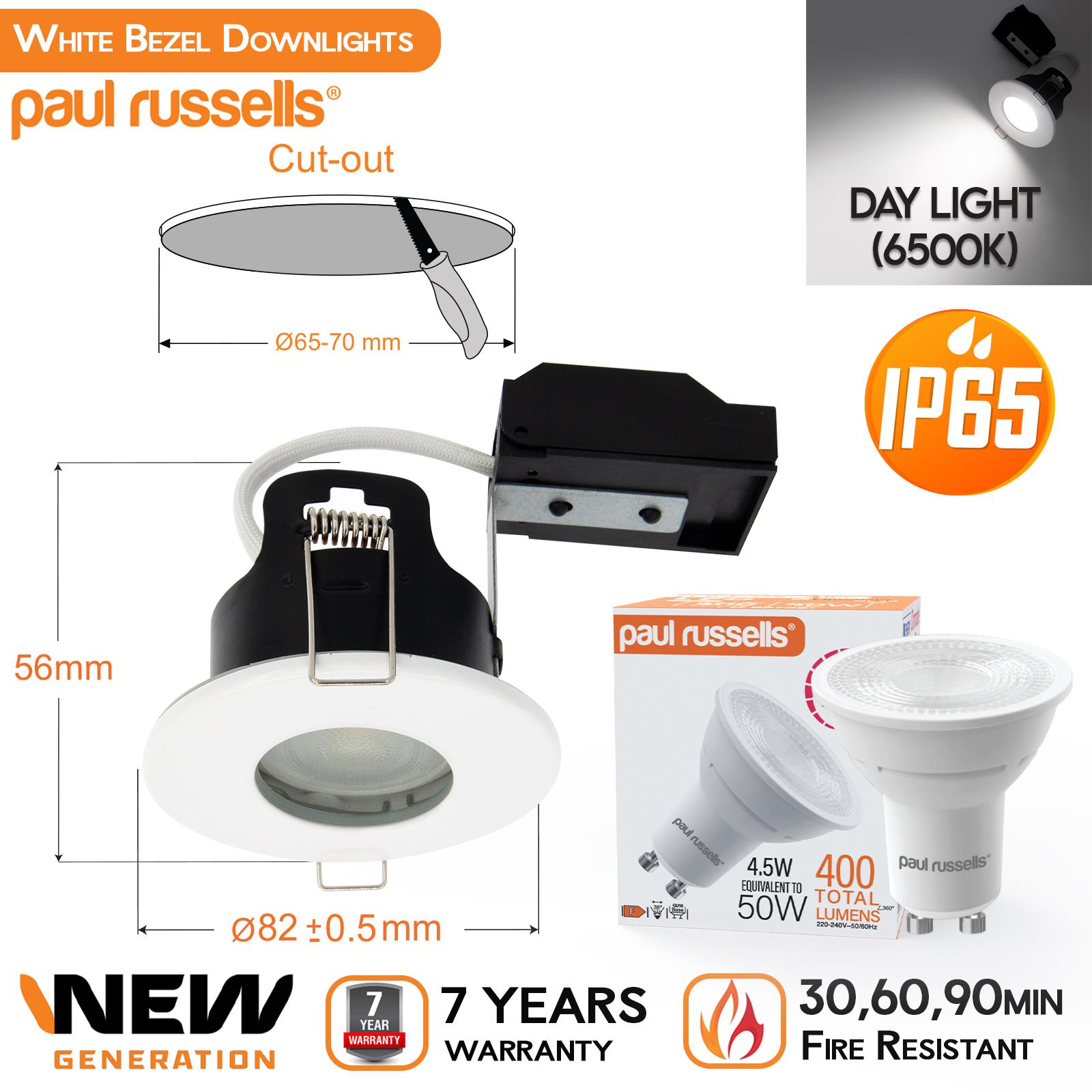 IP65 Fire Rated Downlights Bathroom Dimmable GU10 Spotlight LED Down Light - Picture 15 of 19