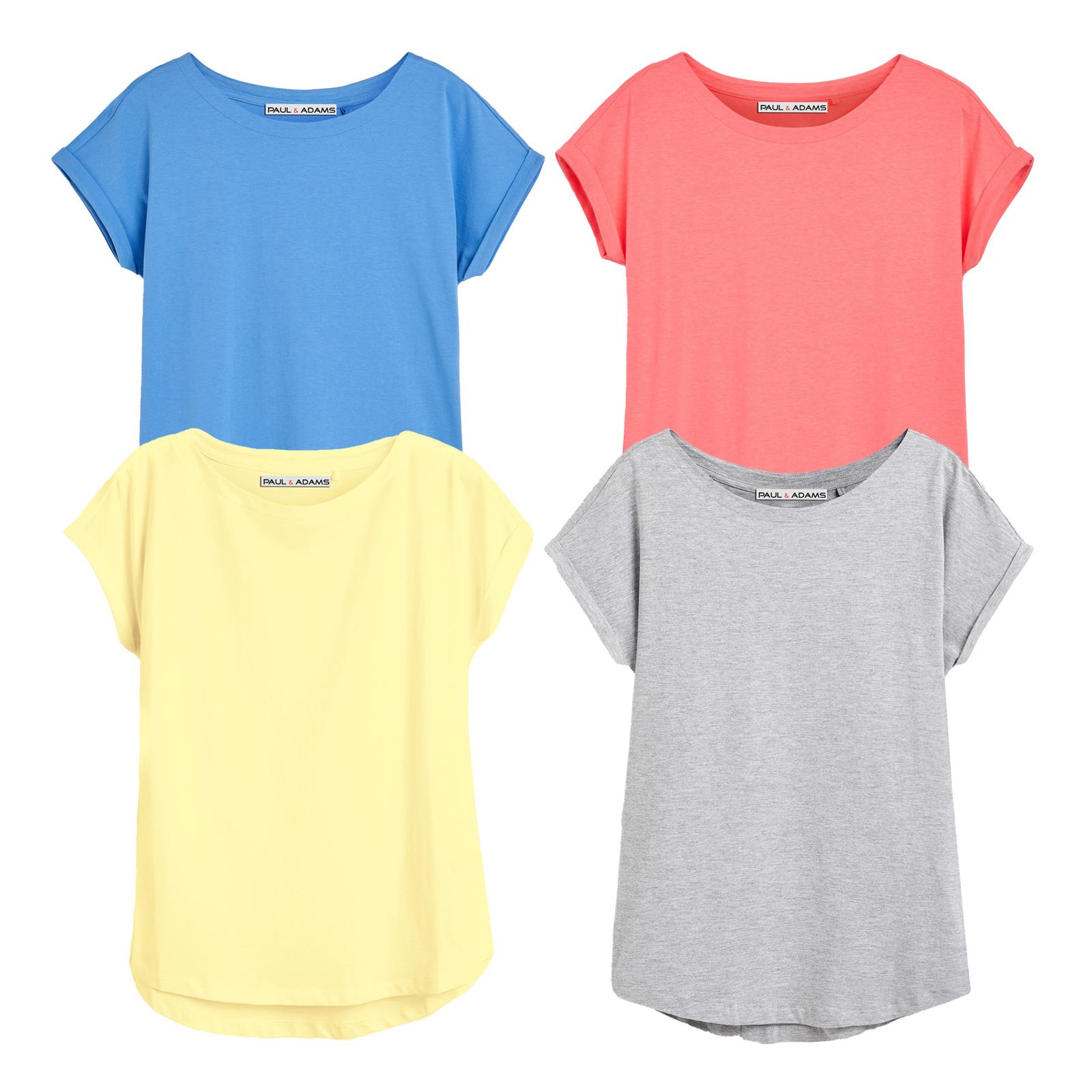 4 Pack Ladies T-Shirt Plain 100% Cotton Cap Sleeve Lot Crew Neck 08-18 T-Shirts - Picture 74 of 81