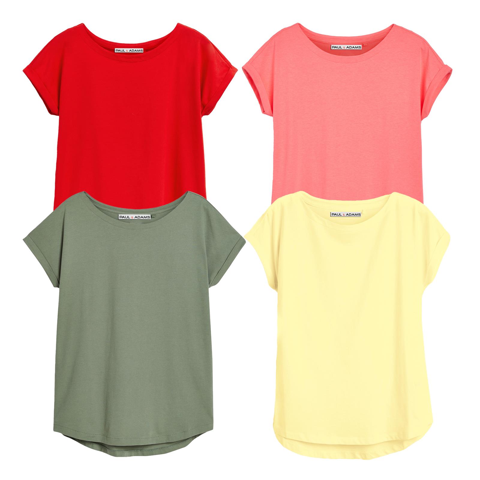 4 Pack Ladies T-Shirt Plain 100% Cotton Cap Sleeve Lot Crew Neck 08-18 T-Shirts - Picture 67 of 81