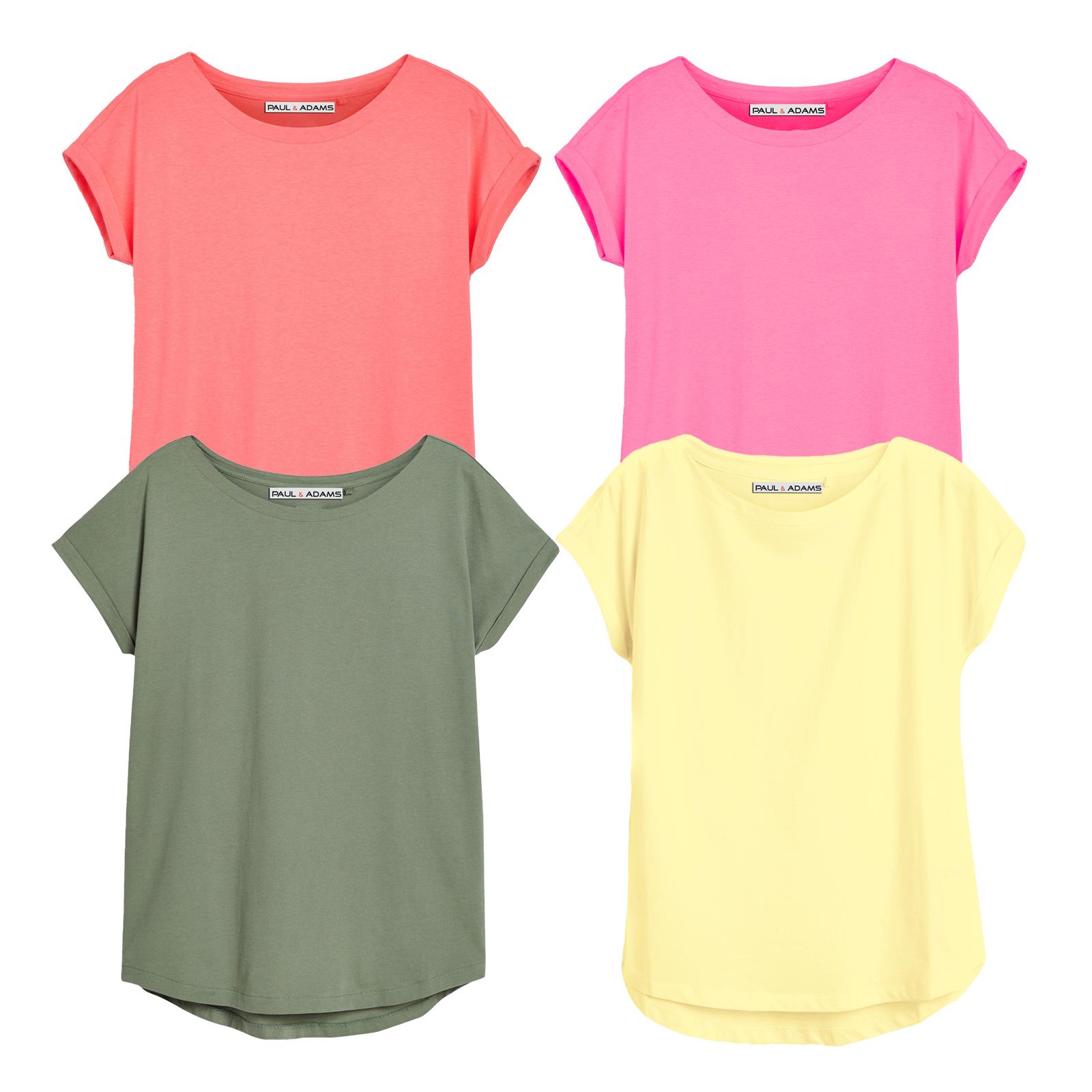 4 Pack Ladies T-Shirt Plain 100% Cotton Cap Sleeve Lot Crew Neck 08-18 T-Shirts - Picture 78 of 81