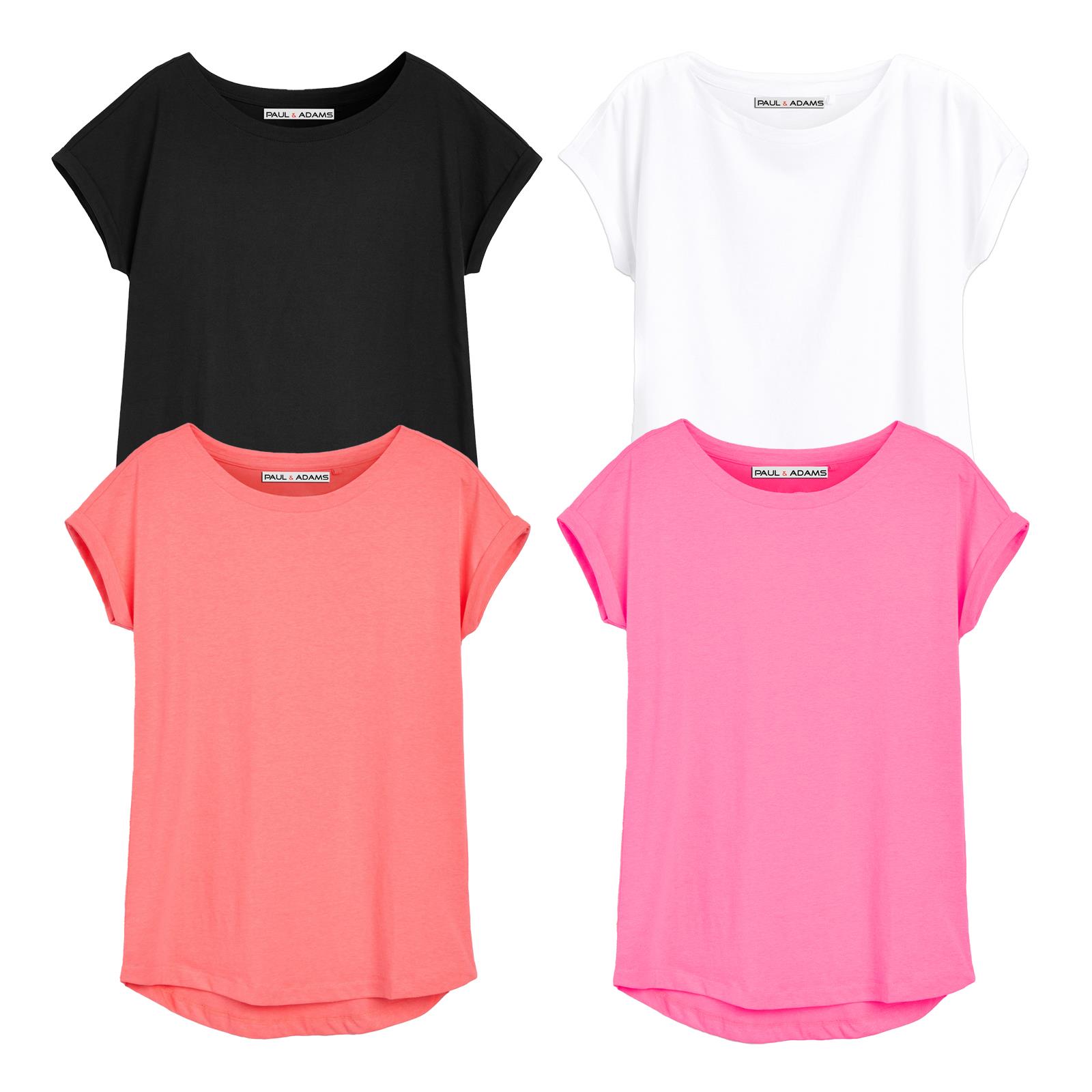 4 Pack Ladies T-Shirt Plain 100% Cotton Cap Sleeve Lot Crew Neck 08-18 T-Shirts - Picture 16 of 81