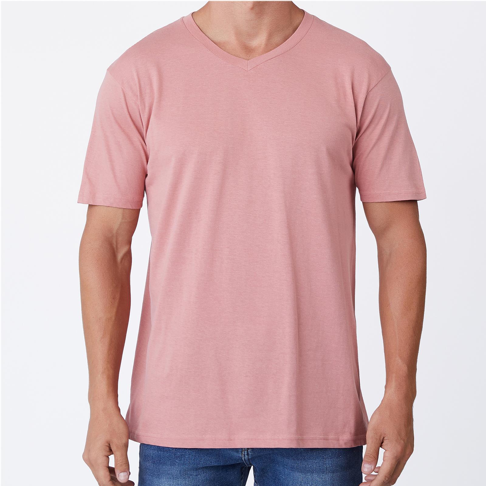 Men’s V Neck T Shirt Regular Fit Short Sleeve Top Short Sleeve Plain 100% Cotton - Picture 8 of 10