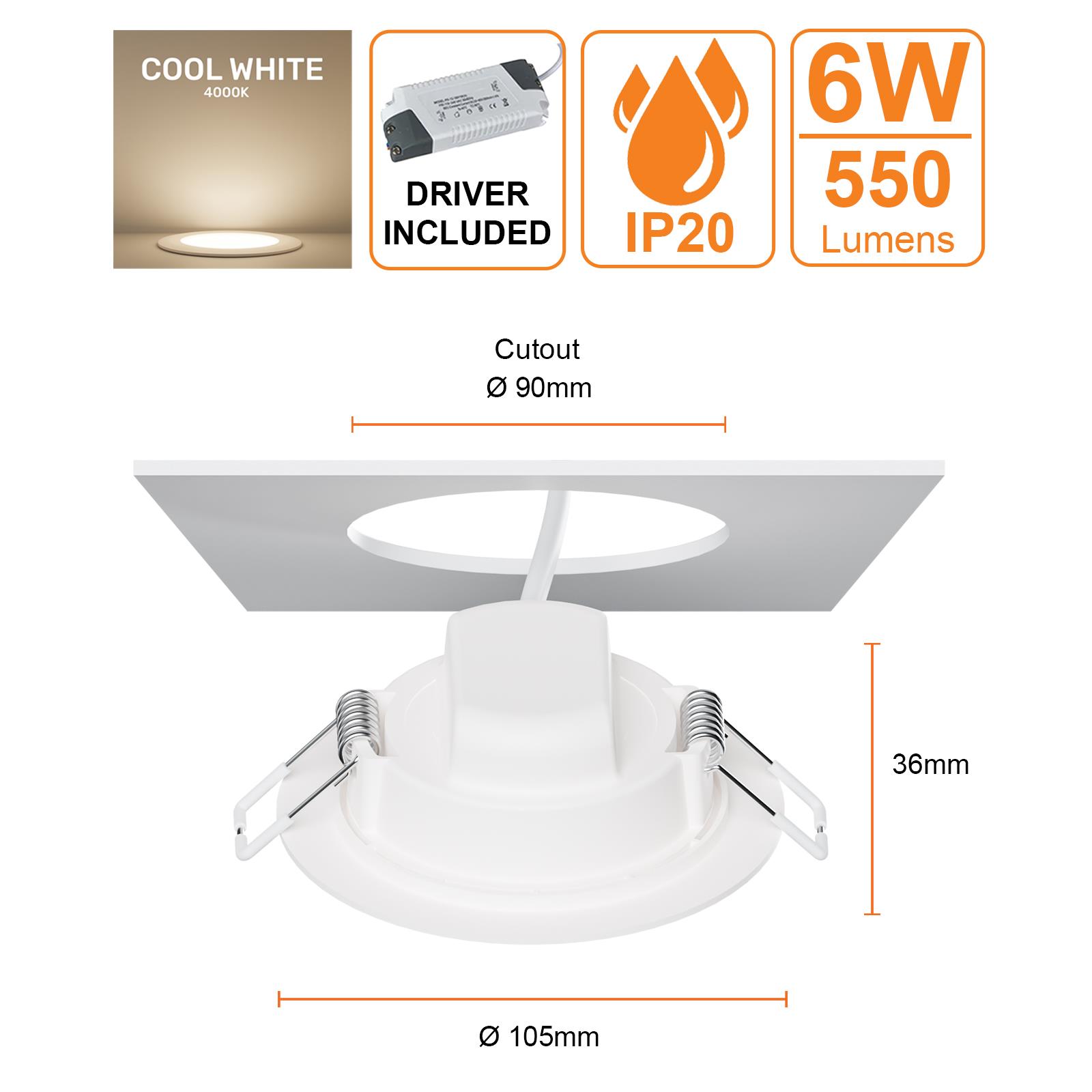 LED Round Panel Recessed Ceiling Lights Energy Saving Downlights Spot Light 240V - Picture 8 of 19