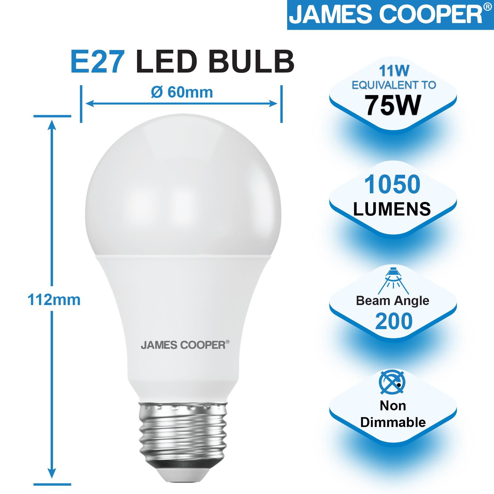 10 Pack 11W LED GLS Globe Light Bulbs Warm Cool Day Light Bayonet B22 Screw E27