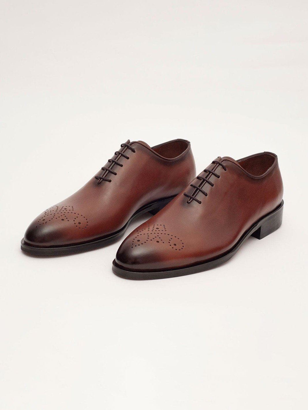 Ariston Herren einfarbig Cognac ganz geschnitten Oxford Leder Anzugschuhe - Bild 7 von 13