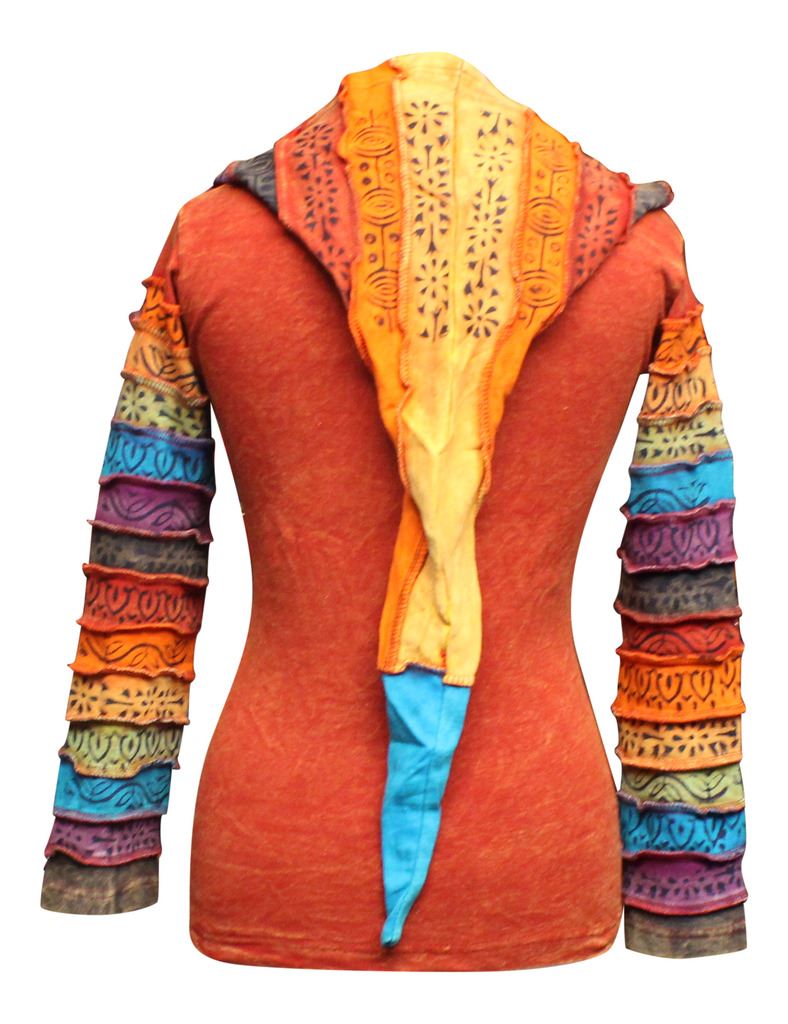 Sun Patchwork Hippy Boho Pointy Hoody Card