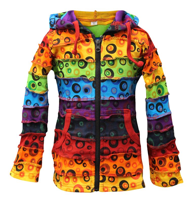 SHOPOHOLIC FASHION Children Pixie Colorful Hippie Striped Hoodie Hippy Boho Kids Sweater Jacket