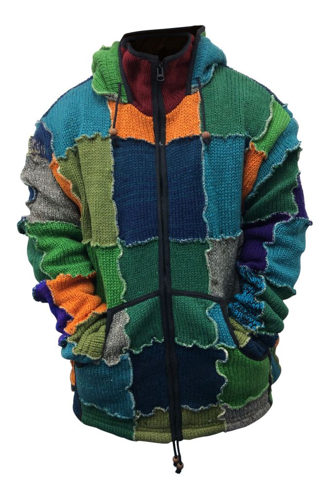 Mens Pixie Patchwork Wool Outstich Hippy Jacket Boho Festival Gothic