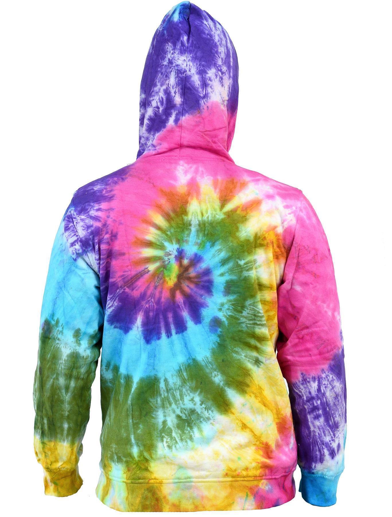 Men's Tie Dye Colorful Hoodie Cotton Sweatshirt Lining Inside Long