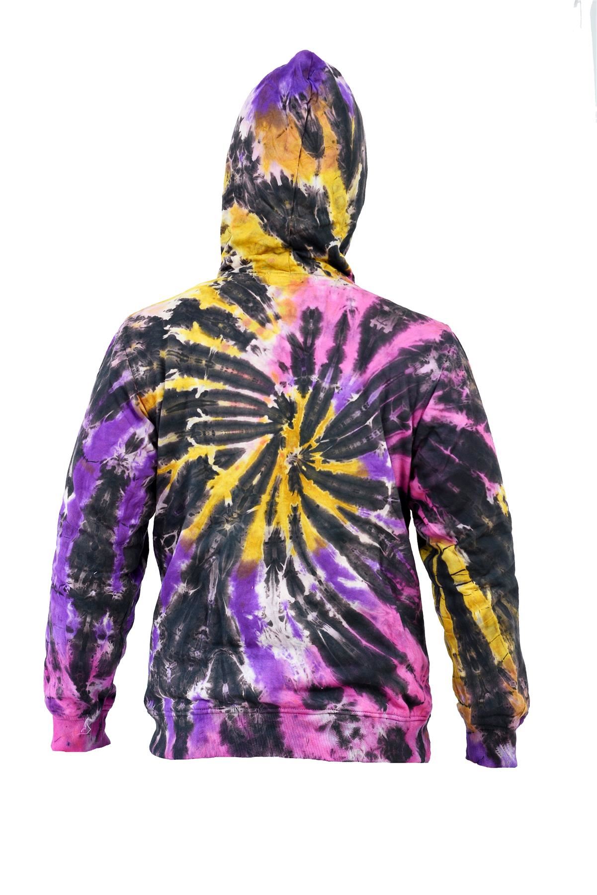 Men's Tie Dye Colorful Hoodie Cotton Sweatshirt Lining Inside Long