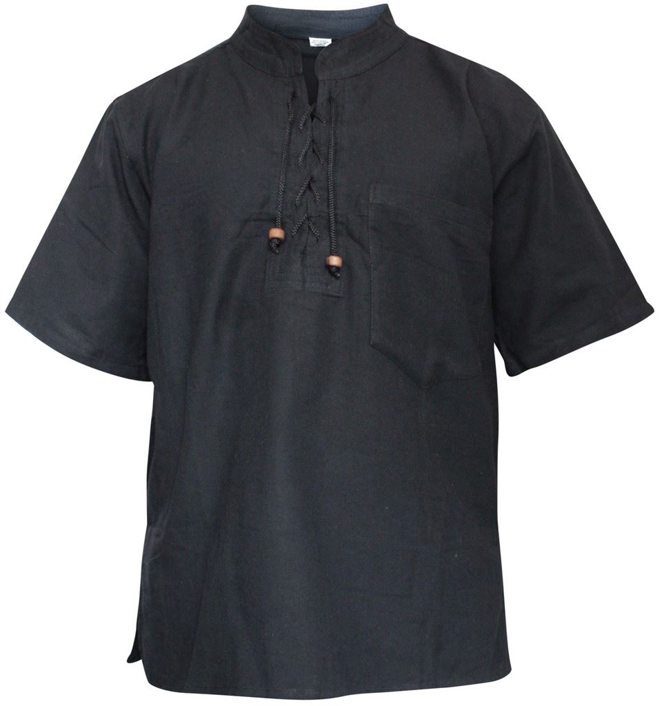 Mens Hemp Half Sleeved Hippy Grandad Shirt