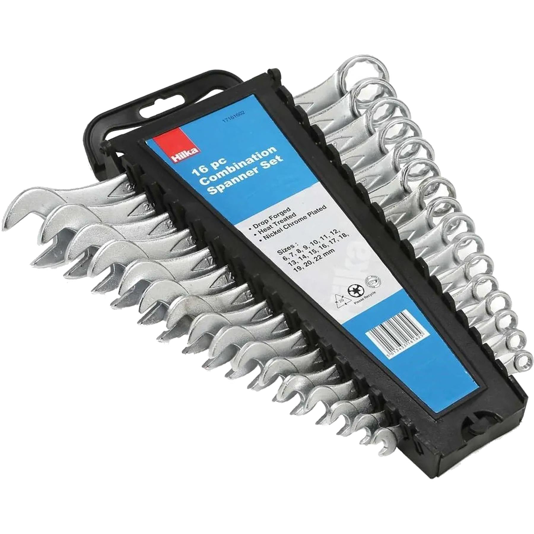 Hilka 16-Piece Metric Combination Spanner Wrench Set (6mm To 22mm) - Open & Ring End