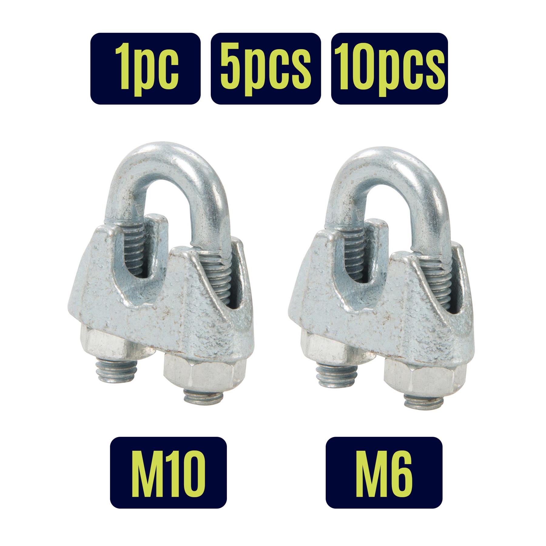 Dapetz Wire Rope Clamps / U-Bolt Cable Grips – M6 & M10 Sizes (Steel, 1-10 Pieces)