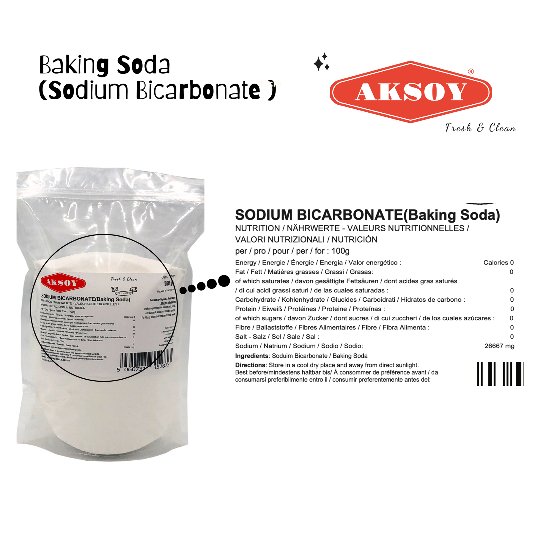 Aksoy Sodium Bicarbonate of Baking Soda| Bath Bomb | Cleaning | Baking | Vegan - Picture 94 of 97