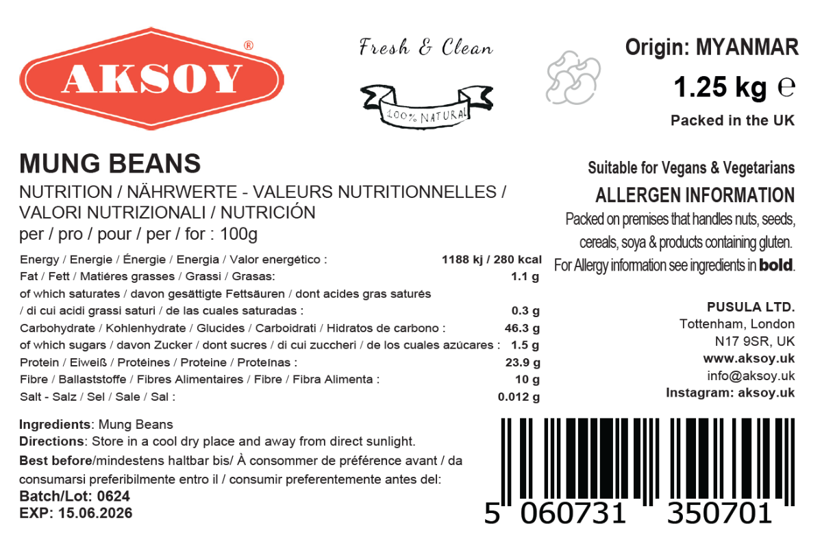 Aksoy Mung Beans - 1.25KG, 2.5KG, 5KG, 1.25KG - Produktbild 2
