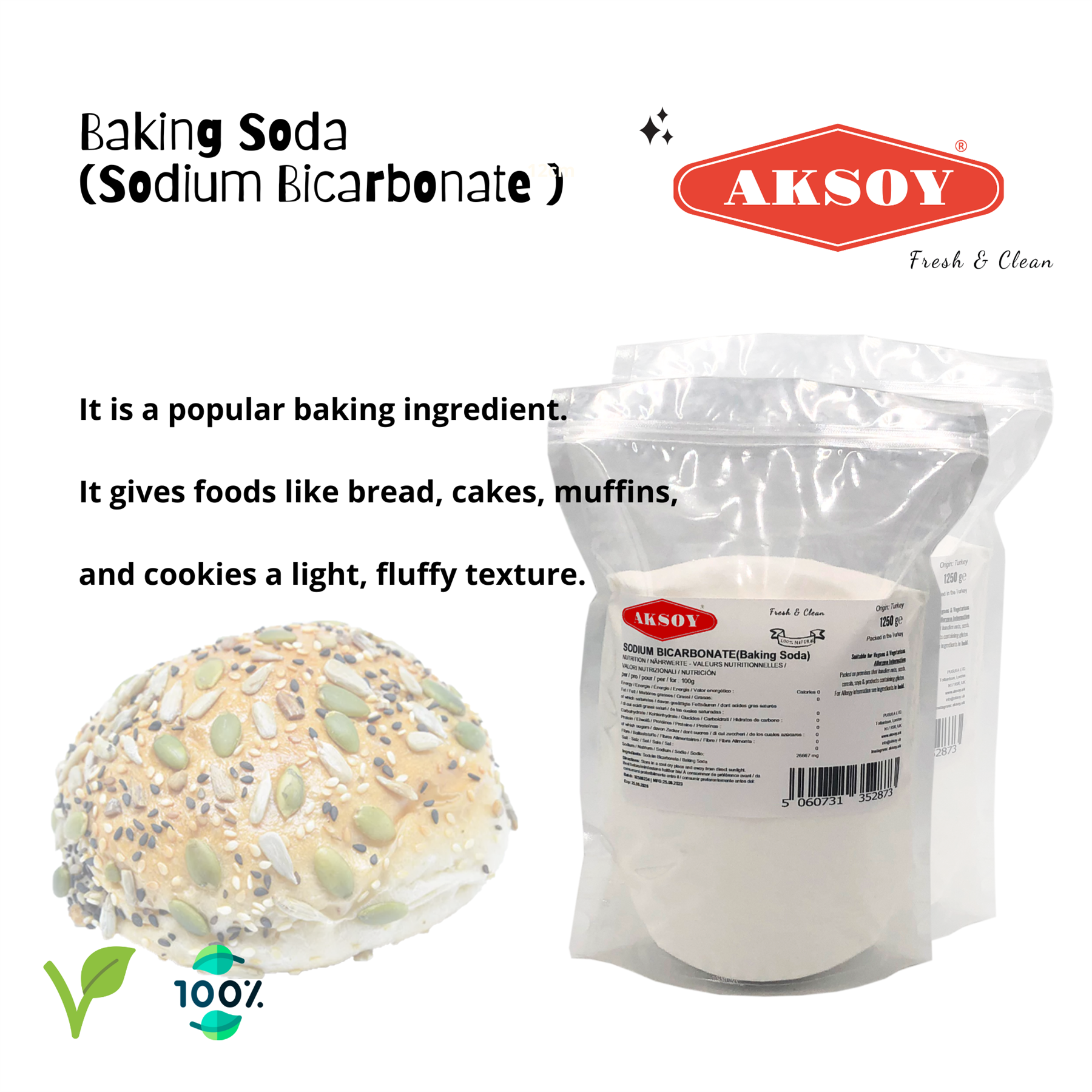 Aksoy Sodium Bicarbonate of Baking Soda| Bath Bomb | Cleaning | Baking | Vegan - Picture 93 of 97