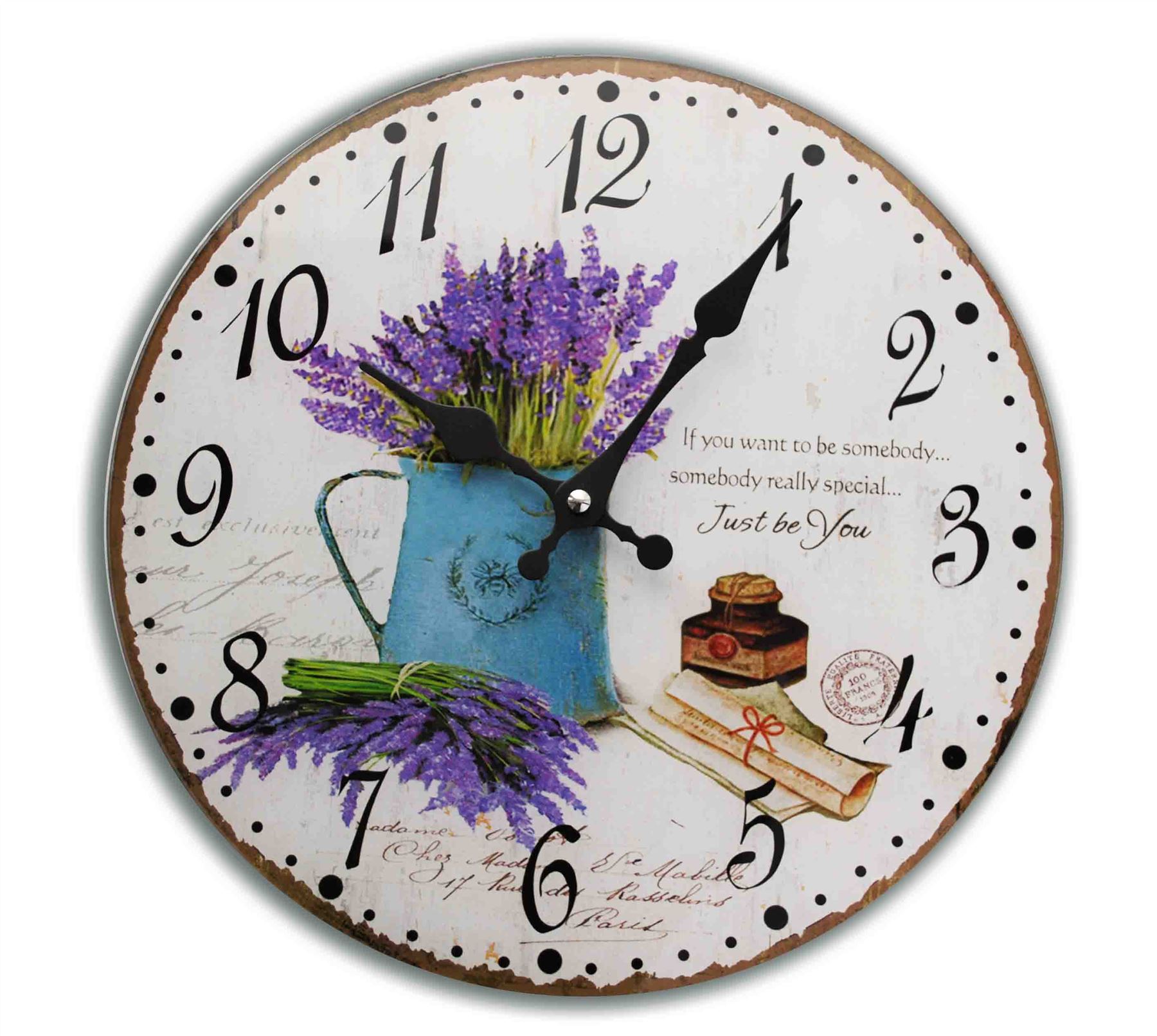 Vintage Country Shabby Chic Kitchen & Living Room Wall Clock in Flowers