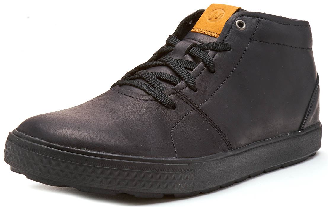 Merrell Barkley Chukka Full Grain Leather Boots in Black /& Brunette Brown