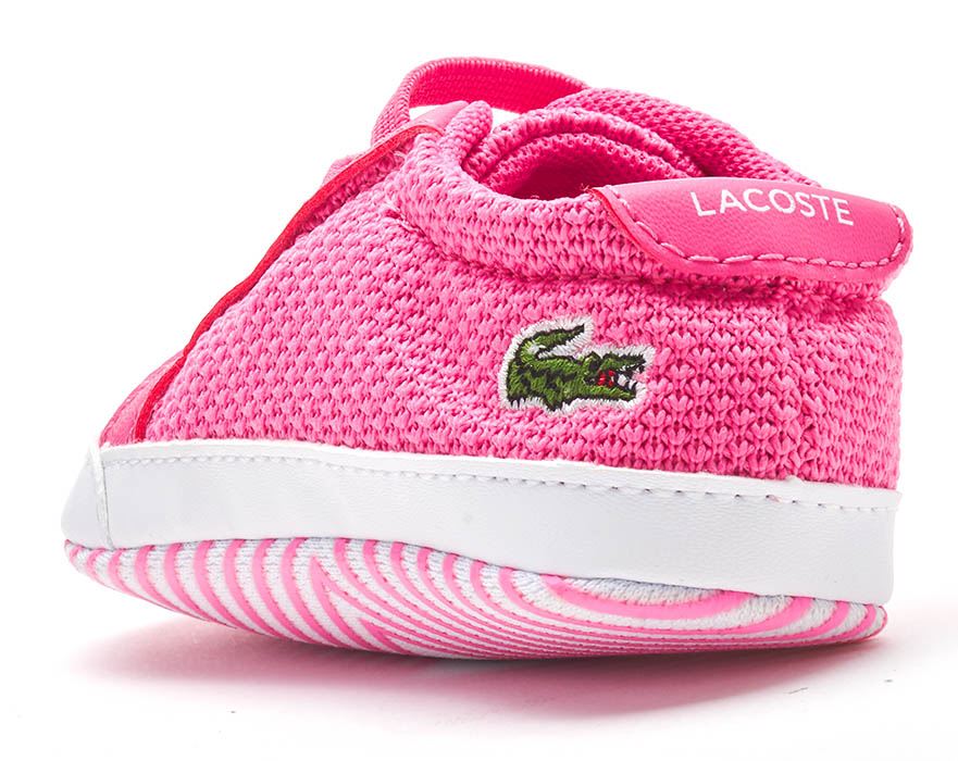 White /& Pink Lacoste L.12.12 Crib 318 1 CUB Baby Mesh Slip On Trainers in Blue