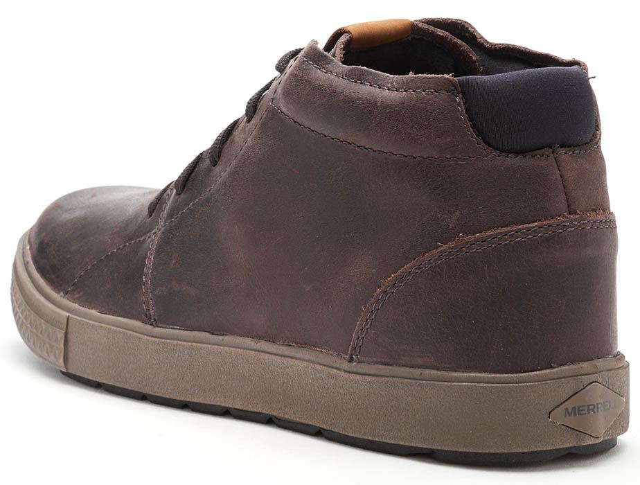 Merrell Barkley Chukka Full Grain Leather Boots in Black /& Brunette Brown