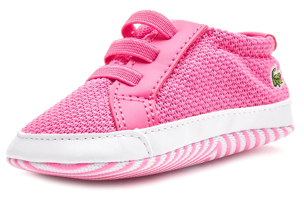 White /& Pink Lacoste L.12.12 Crib 318 1 CUB Baby Mesh Slip On Trainers in Blue