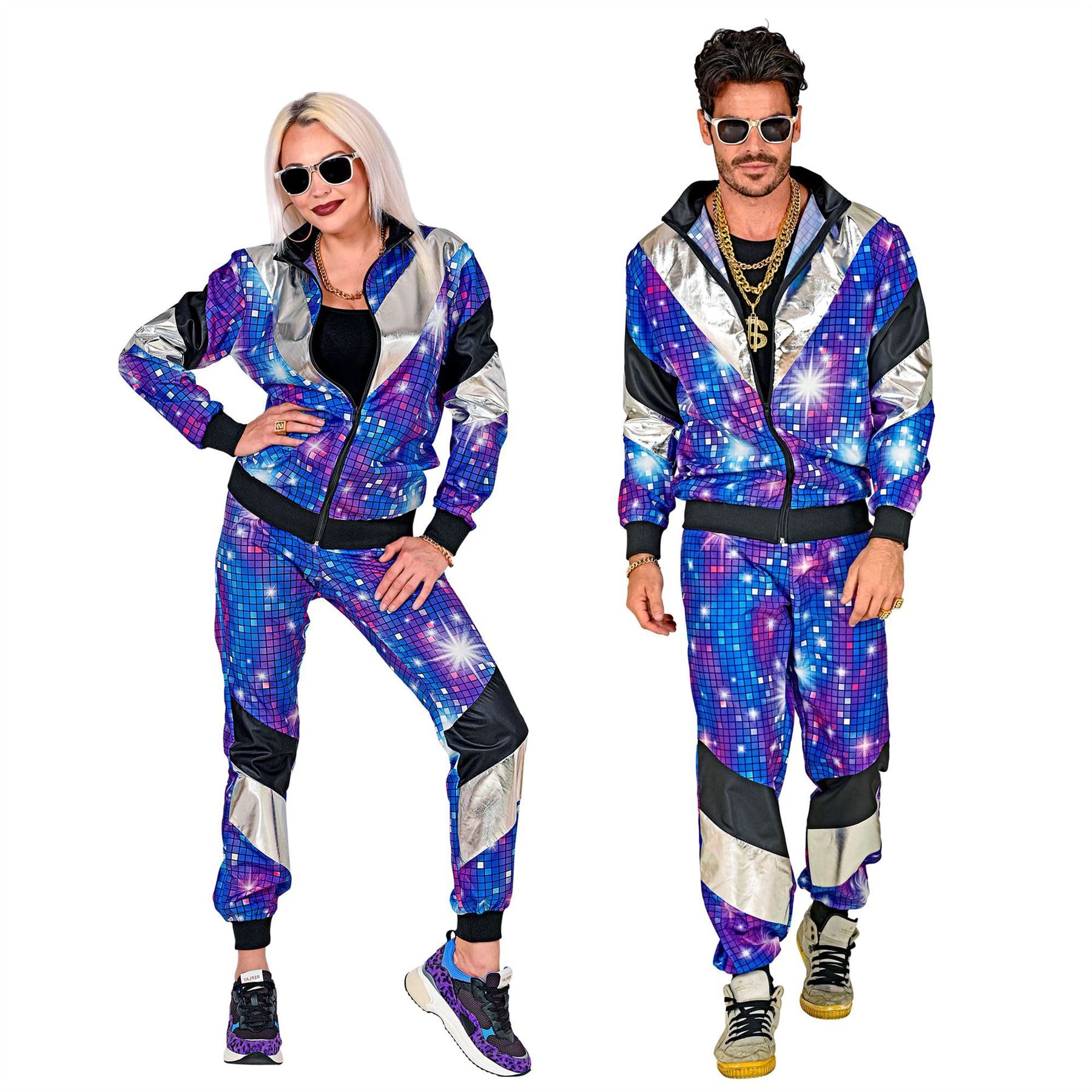 Disfraz Años 80 De WIDMANN MILANO – Outfit Disco Girl Con Camiseta, Cinta Y Polainas Fosforitas