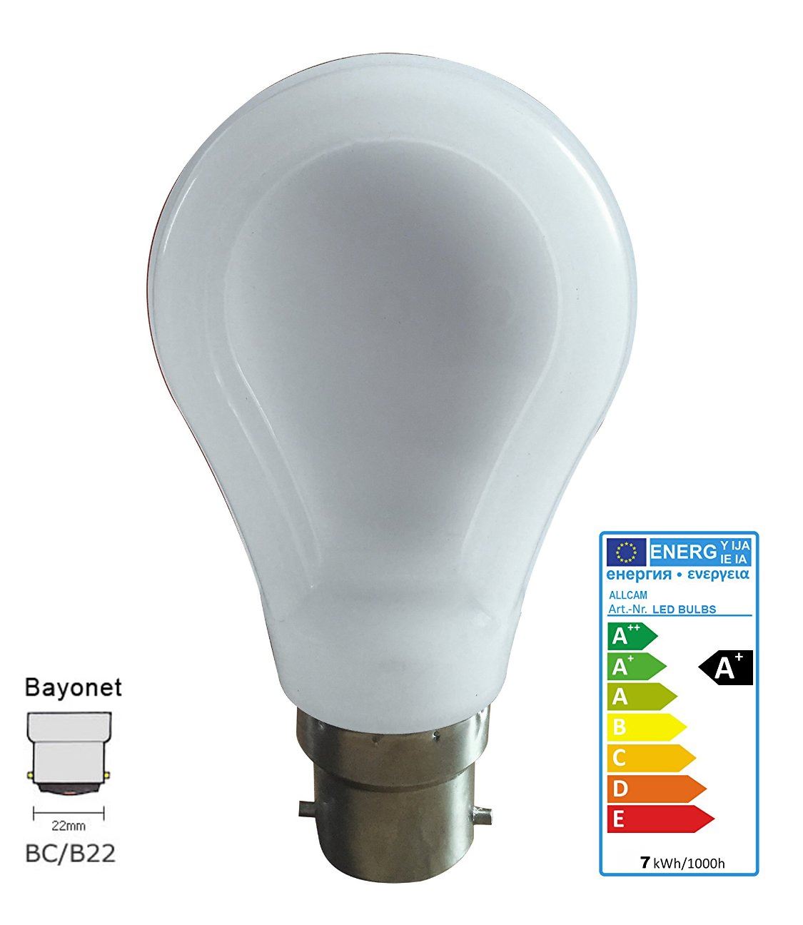 Bombilla de vela LED Allcam 4W B22 BC 350 lúmenes blanca cálida o fría - Imagen 10 de 16