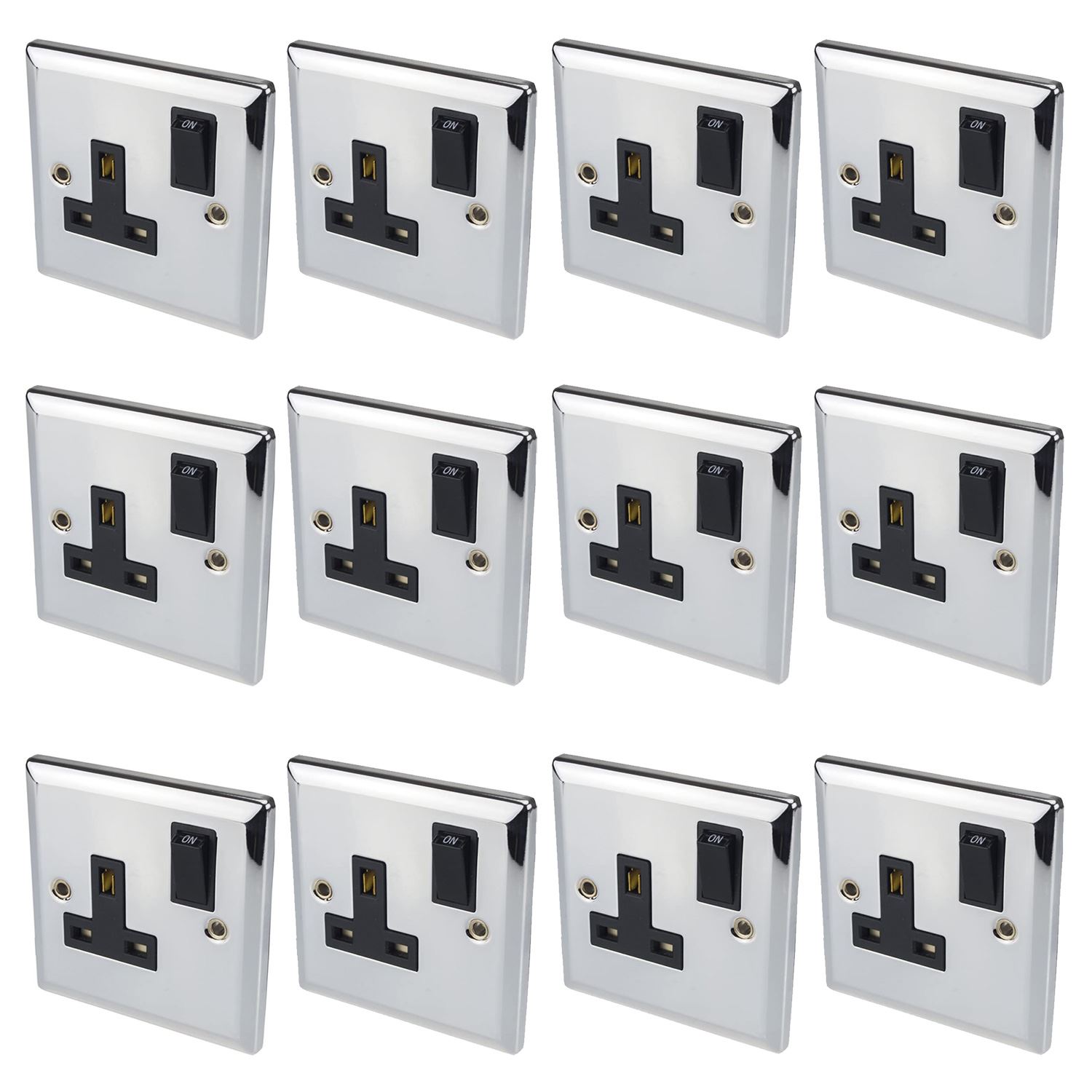 Volex Switched Wall Socket 1 Gang Beautiful Chrome Metal Plate Rounded Edges - Picture 6 of 6
