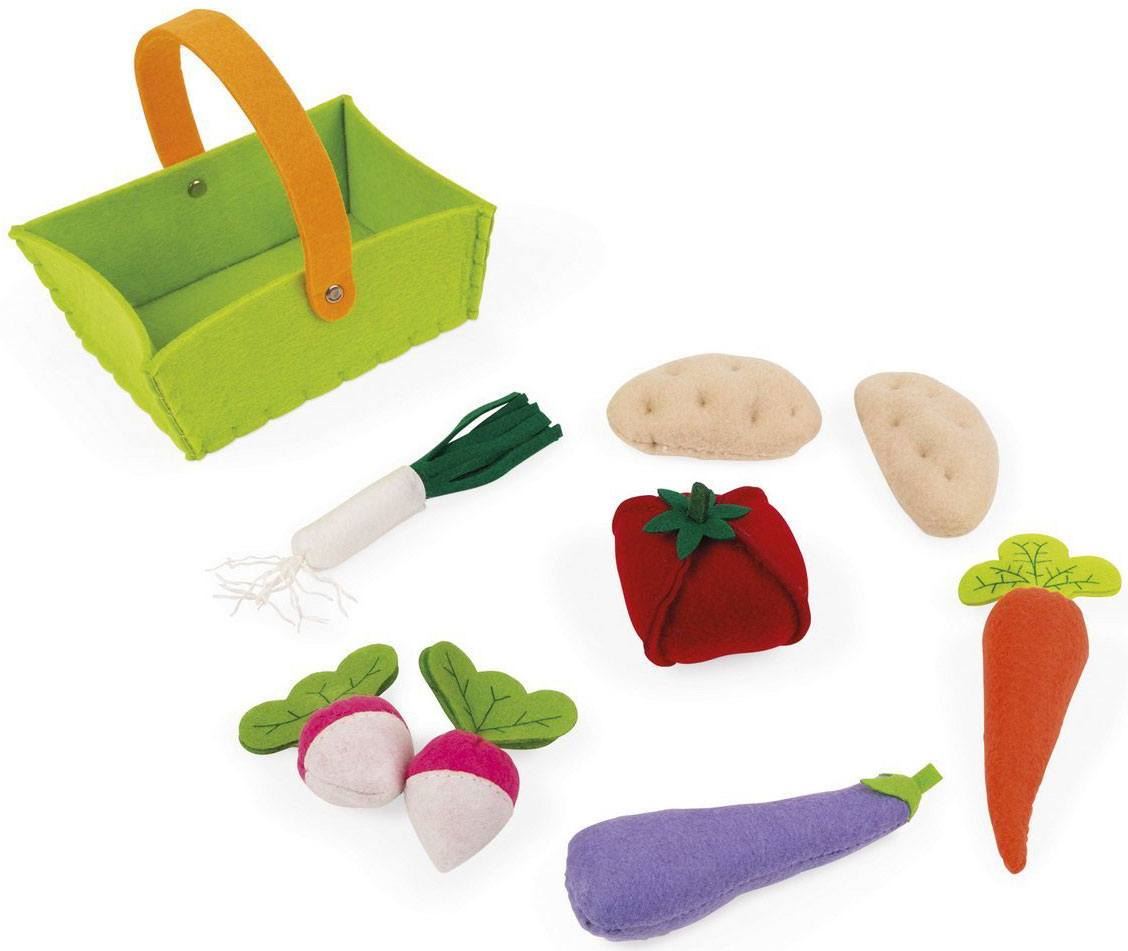 Janod Felt Vegetable Basket Toddler/Children Play Food Pretend Play BN