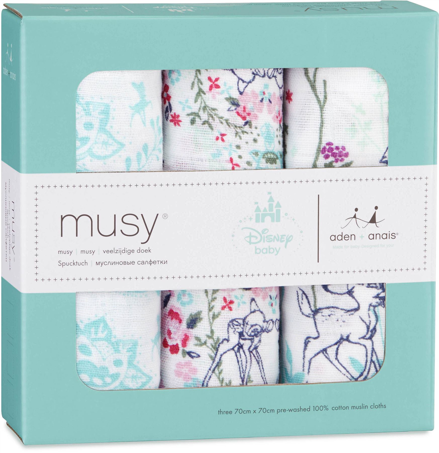 aden anais DISNEY BABY MUSLIN SQUARES 3 PACK BAMBI Cotton BN
