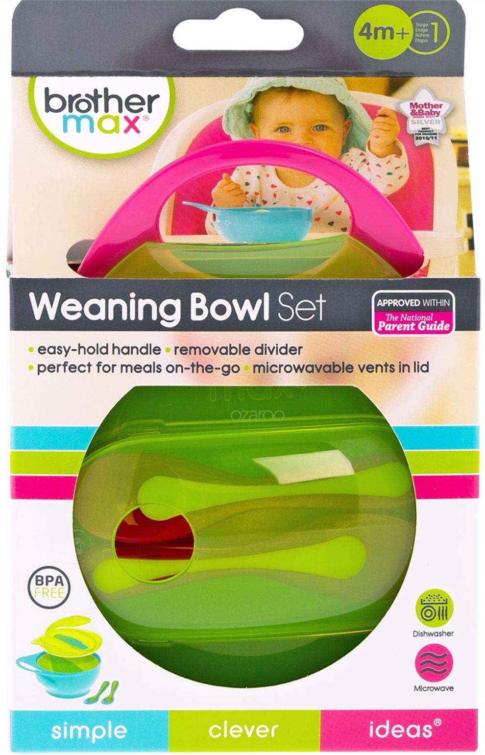 Brother Max Weaning Bowl Set Baby/Toddler Travel Feeding Spoons Blue