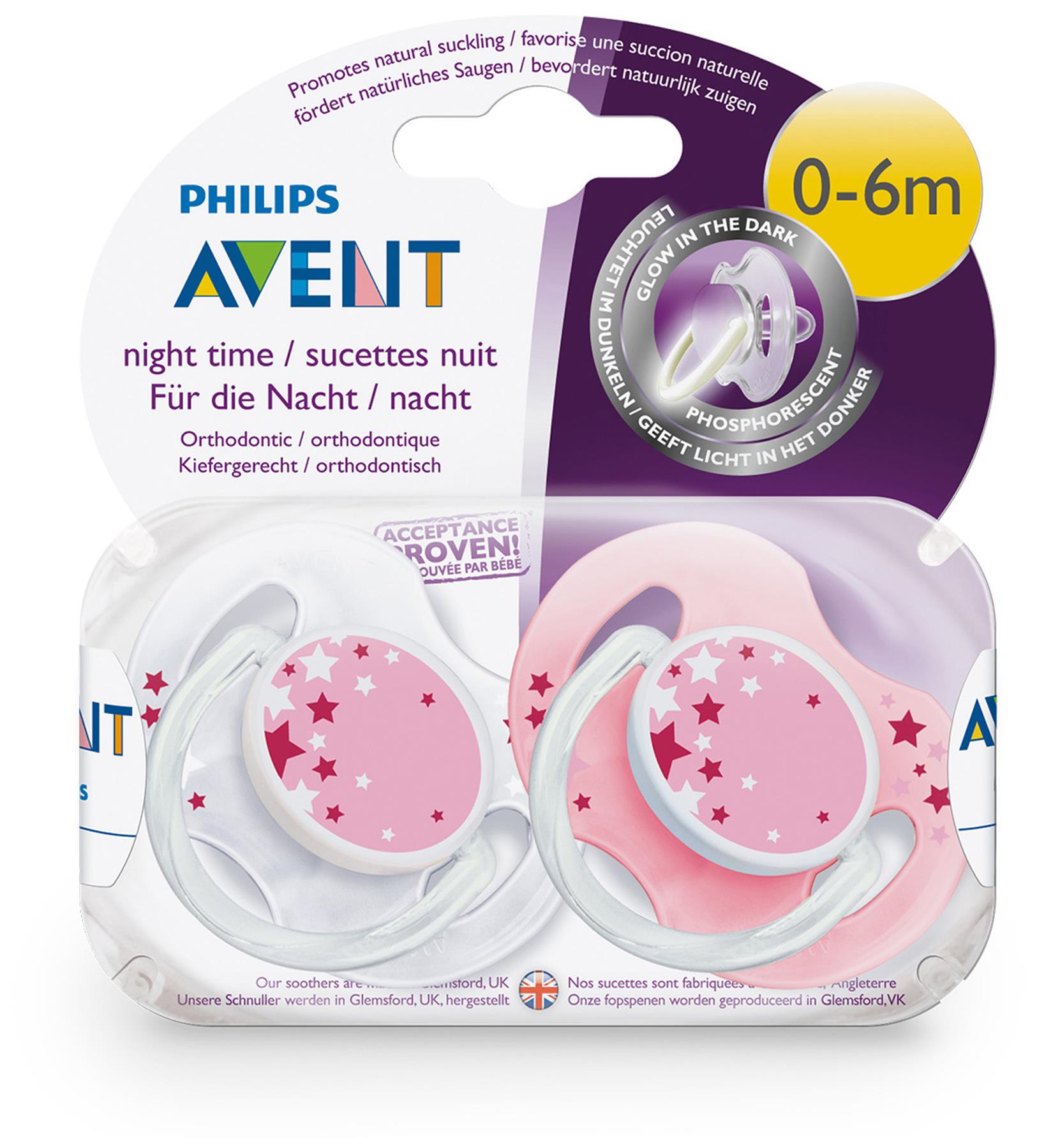 Avent SOOTHER NIGHT TIME 06M PINK Baby Dummy Pacifier BNIP eBay