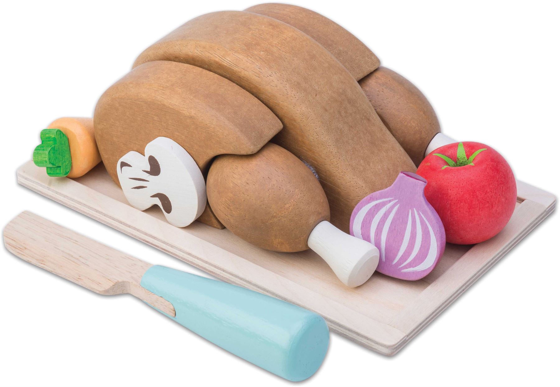 Le Toy Van HONEYBAKE CHICKEN 'SUNDAY ROAST SET' + TRAY AND KNIFE Toy