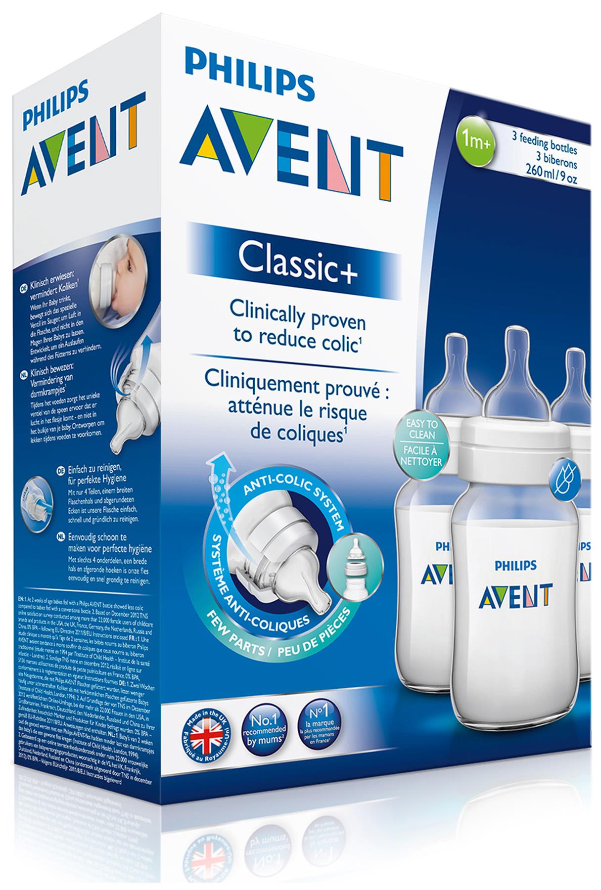 Avent CLASSIC FEEDING ANTI COLIC BOTTLE 260ML 9OZ 3PK Baby BN EBay
