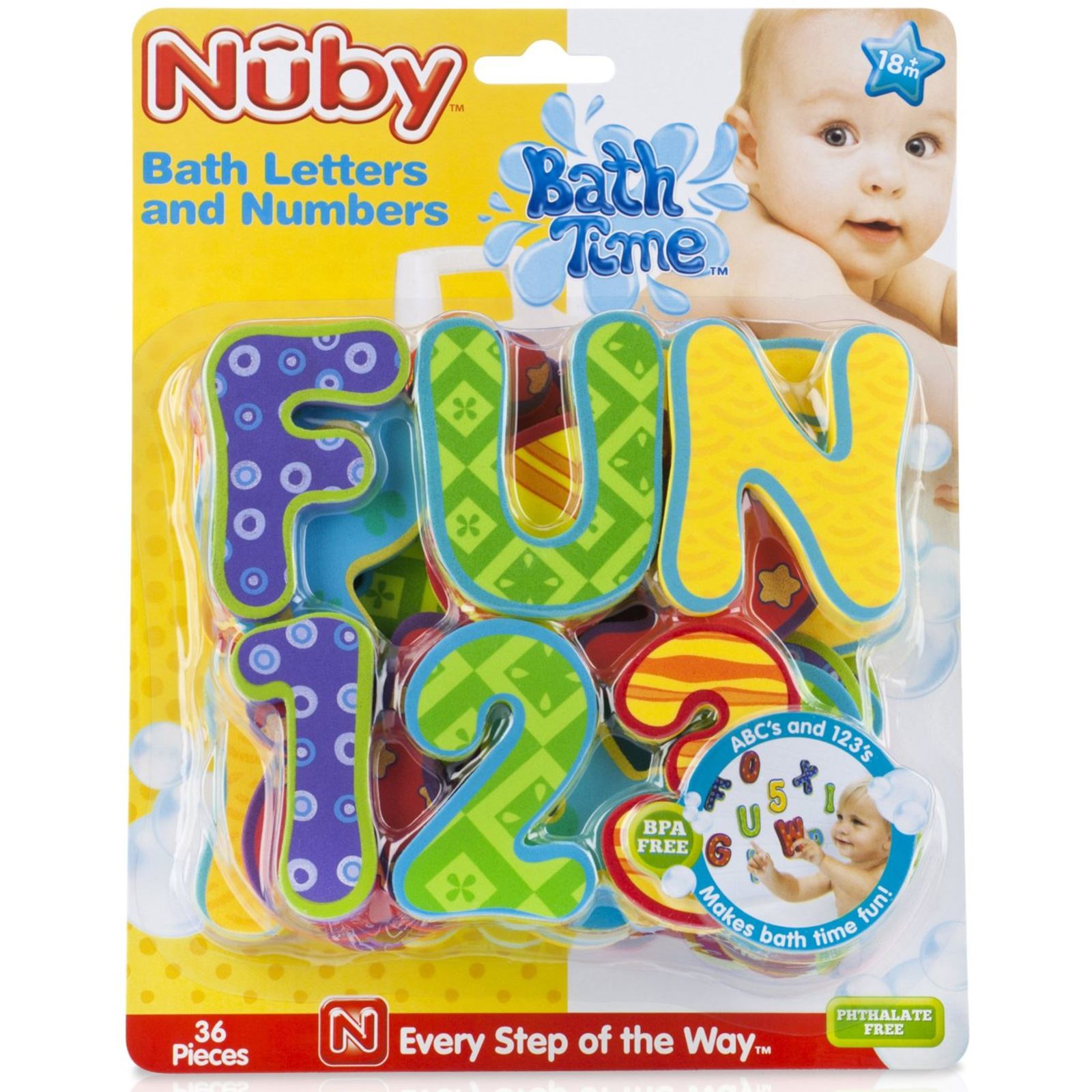 Nuby BATH LETTERS AND NUMBERS Tub Activity Toy Toddler/Child ABC & 123