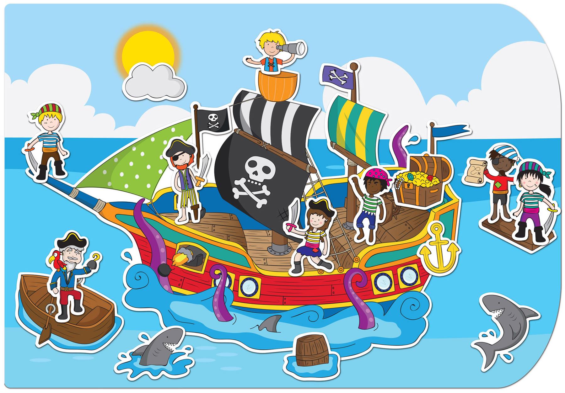 Fiesta Crafts STICKABOUTS PIRATES Reusable Sticker Toy BN