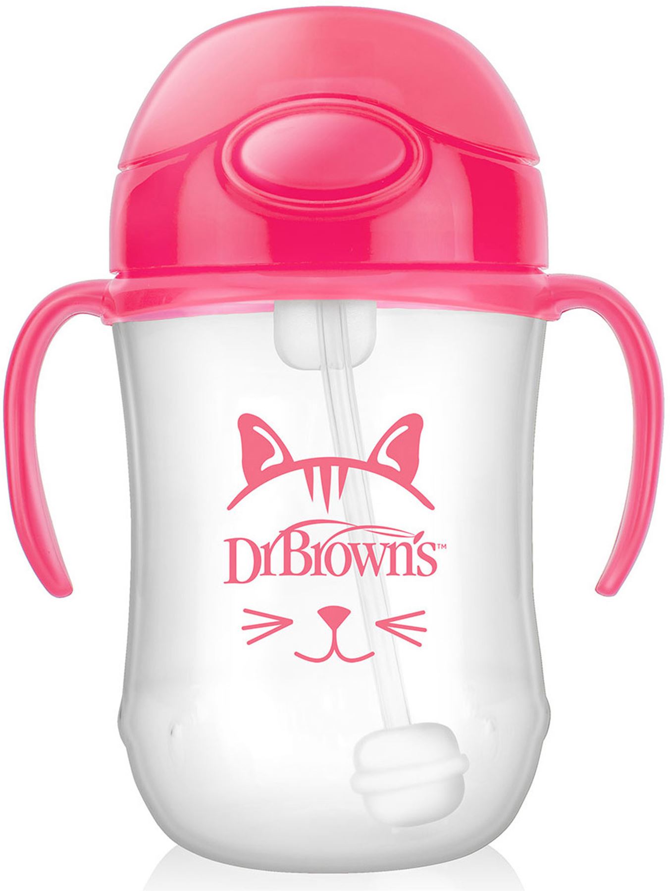 Dr Brown'S 270ML BABY STRAW CUP PINK Baby Bottle Feeding Sippy Cups BN